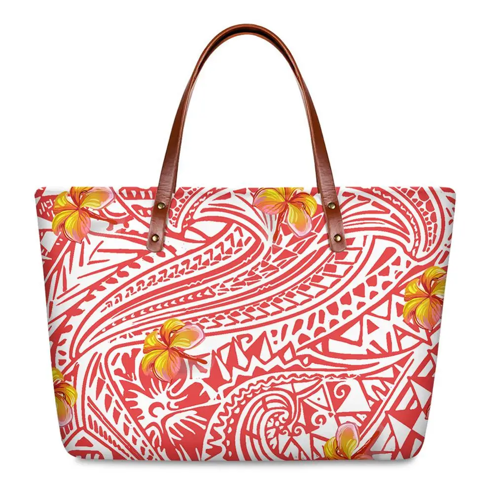 

ELVISWORDS Luxury Women'S Bags Polynesian Flower Printing Totes Bags For Women 2020 New Handbags Lady Shoulder Bags Girl Handbag