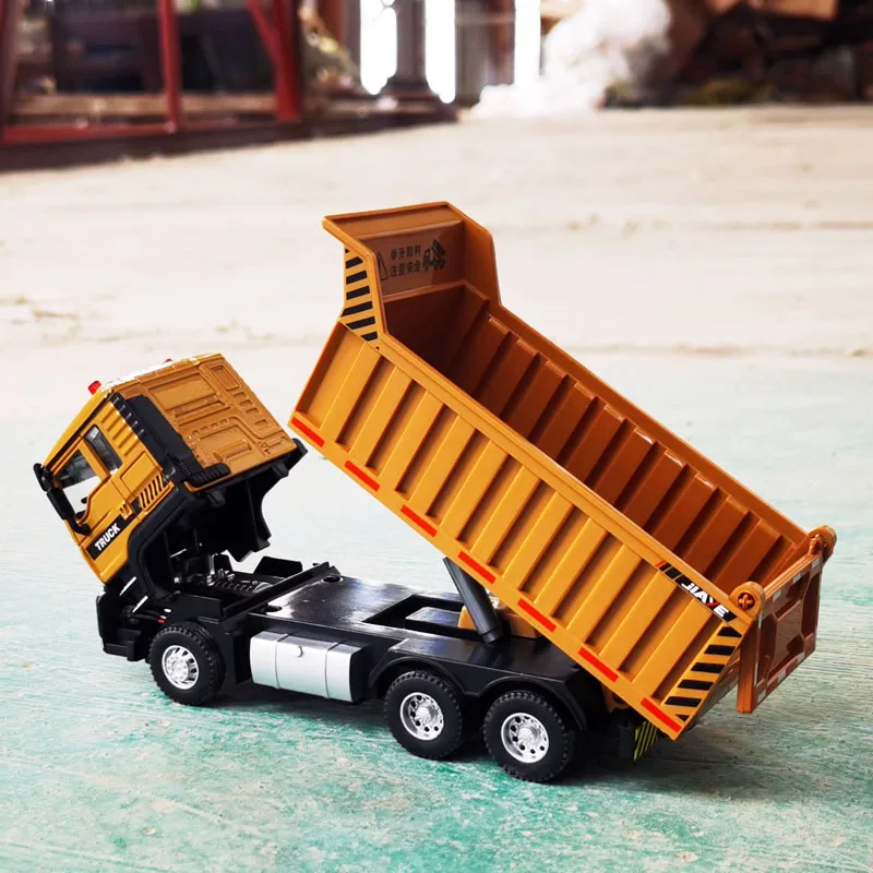 High simulation alloy pull back dump truck model,1:50 dump truck toy,simulated sound and light,free shipping