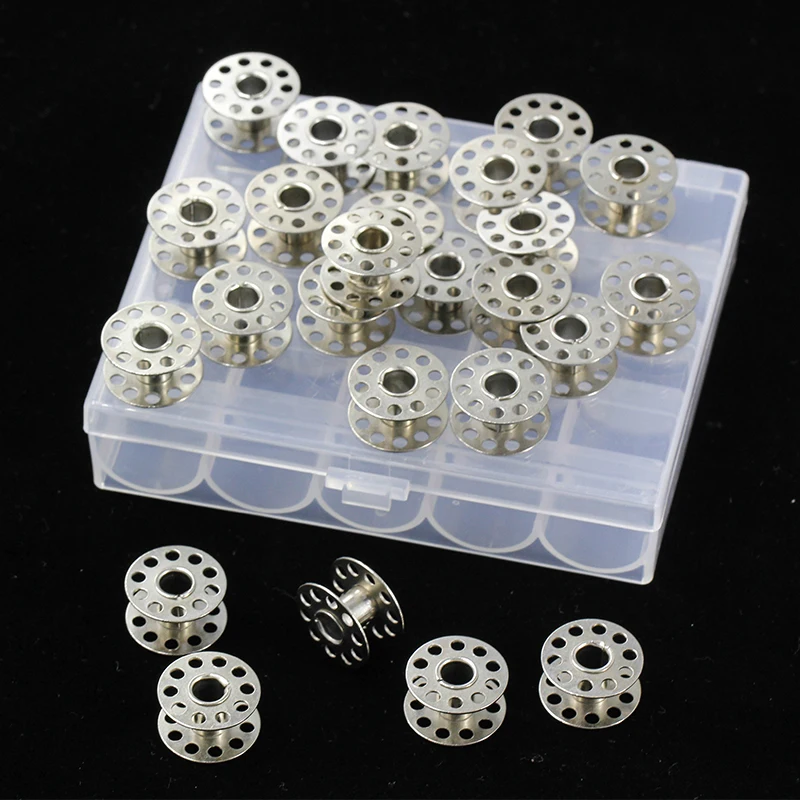 25Pcs Clear Sewing Machine Bobbins Spools Empty Bobbins Spools Plastic Storage Box for Home Sewing Tools Accessories