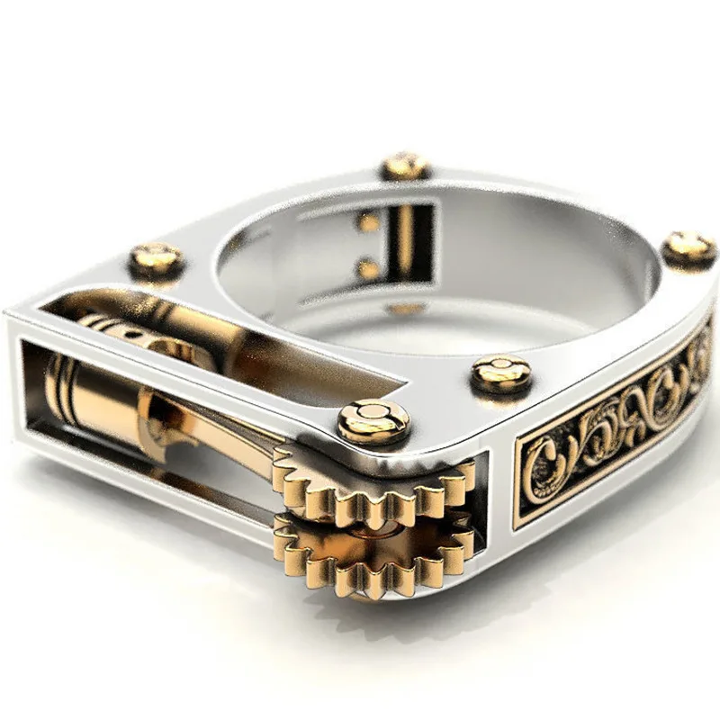 Geometric Mechanical Two-color Unisex Ring Charm Fashion Popular Jewelry