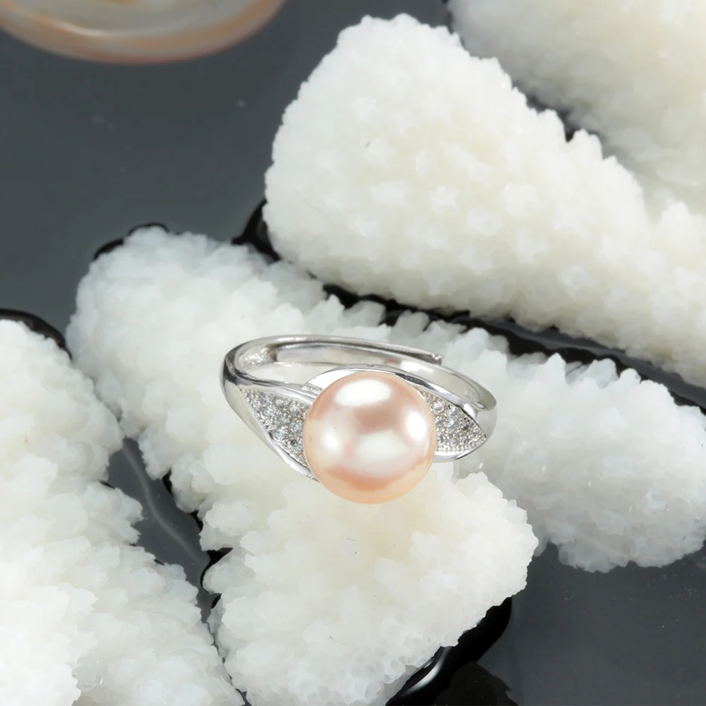 HENGSHENG Lighting Shape Zircon Lovely Ring 925 Silver Jewelry For Women Natural Freshwater Pearl Bread Round Fine Wedding Gifts