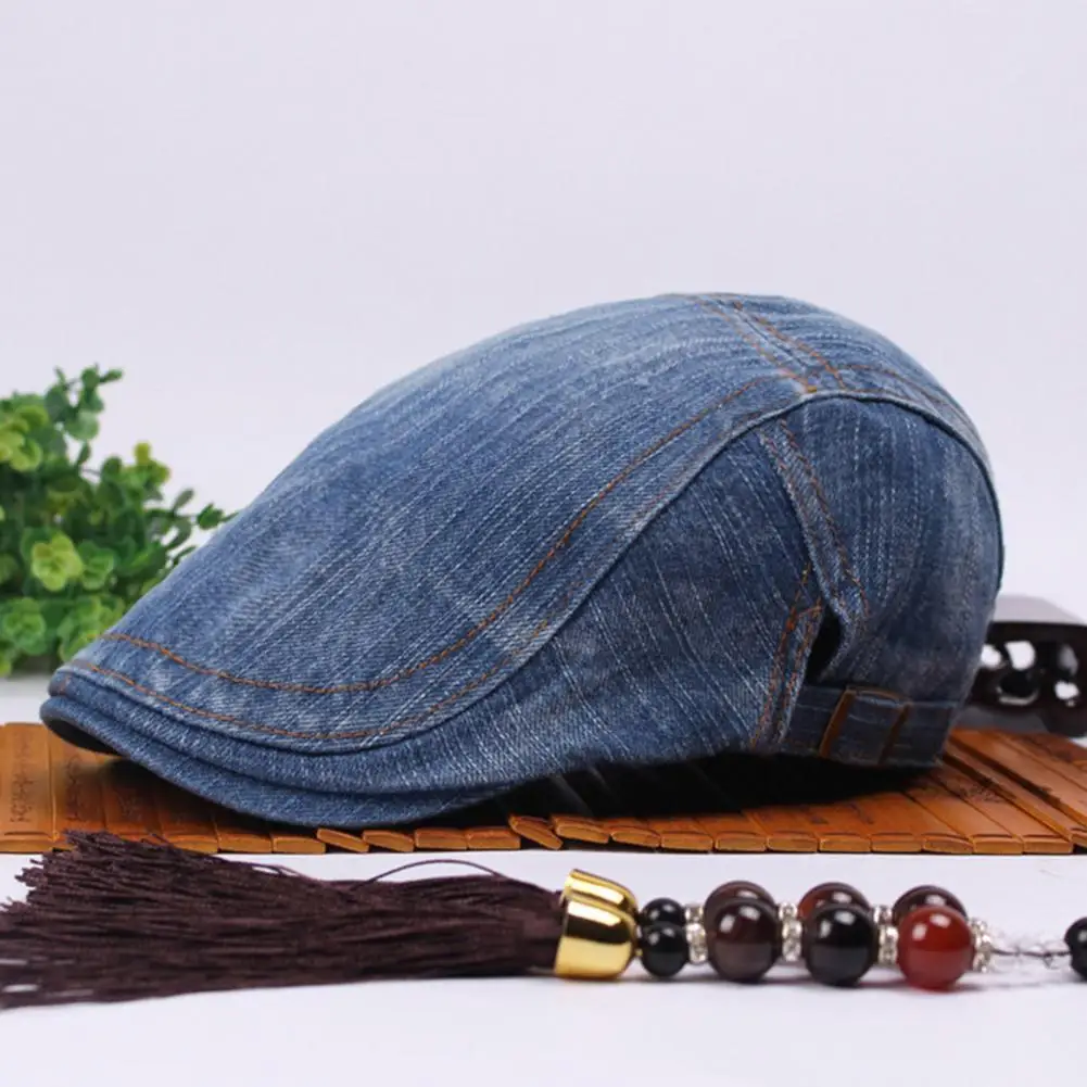 Denim Hat Autumn Winter Beret Hat Quick Dry Trendy  Exquisite Adjustable Buckle Unisex Jeans Cap