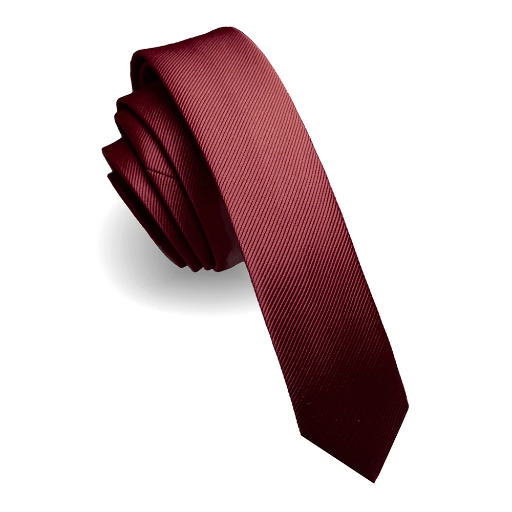 KAMBERFT Modische, schmale 4cm Seidenkrawatte, unifarben in Schwarz und Rot, handgefertigte, gewebte, schmale Krawatte für Herren für Hochzeiten und Partys. – Detail 7