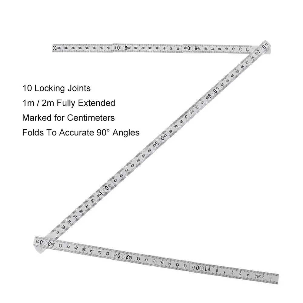 1M 2M 10-parts Folding Carpenters Ruler Lightweight Compact Measuring Slide Fold Up for Woodworking