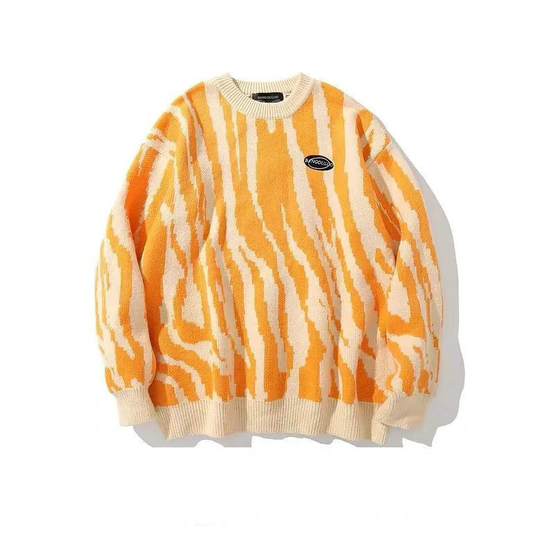 Women Sweater Spring Autumn Winter Fashion New Casual O-Neck Full Pullovers Zebra Pattern UNISEX Keep Warm Sweater