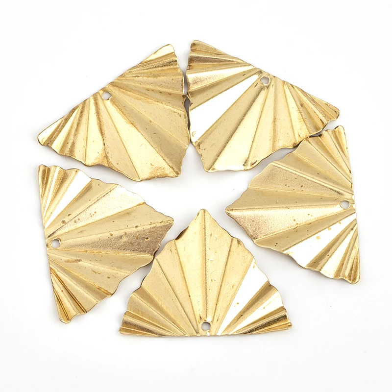 20 pcs29*22mm brass pendant pendants can be used for jewelry making fold triangle geometric unique wave wrinkle pendant