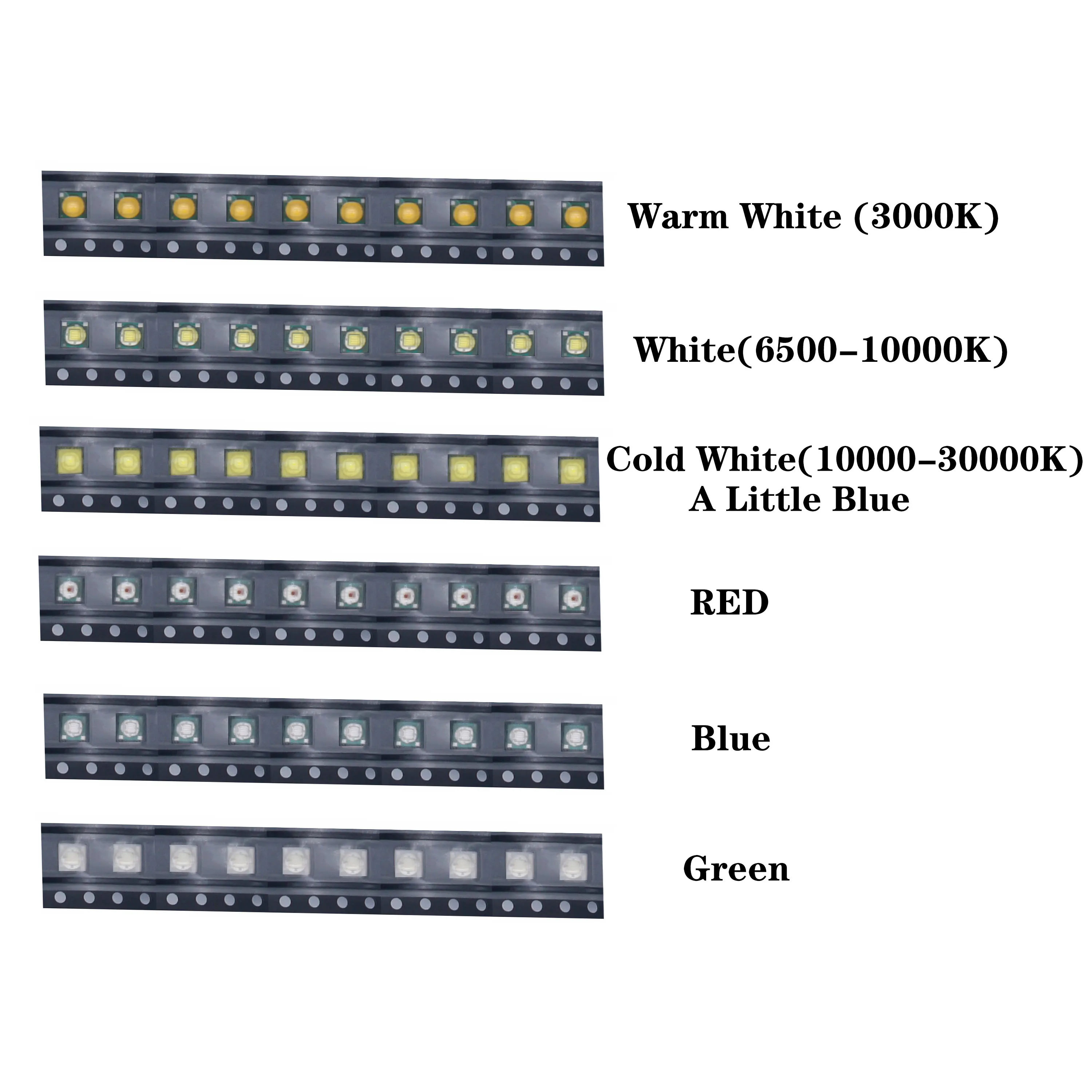 Chip LED con diodos, lámpara de cuentas, luz de señal ámbar, roja, azul, verde, blanca, 3,5x3,5mm, 1-3W, 10 unidades por lote