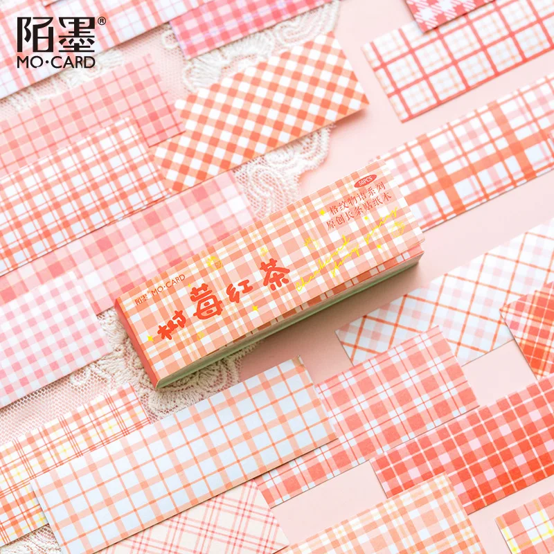 50pcs/1lot kawaii Stationery Sticker Plaid Story Series junk journal Decorative Scrapbooking DIY Craft stickers