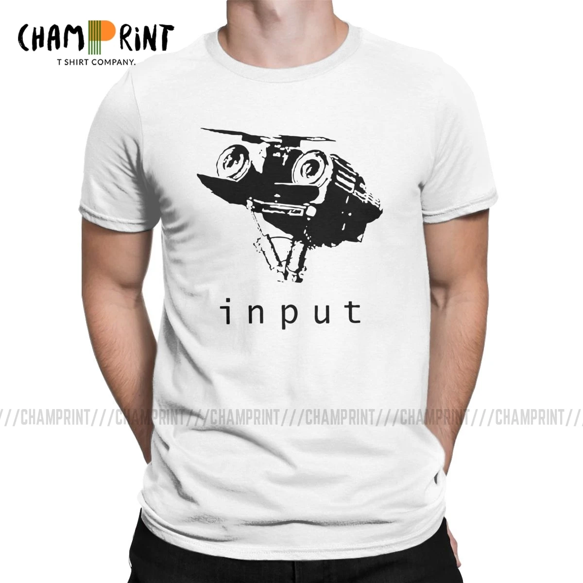 Casual Input T-Shirt Men Crew Neck T Shirts Short Circuit Johnny 5 80s Retro Robot Movies Short Sleeve Tee Shirt Graphic Tops