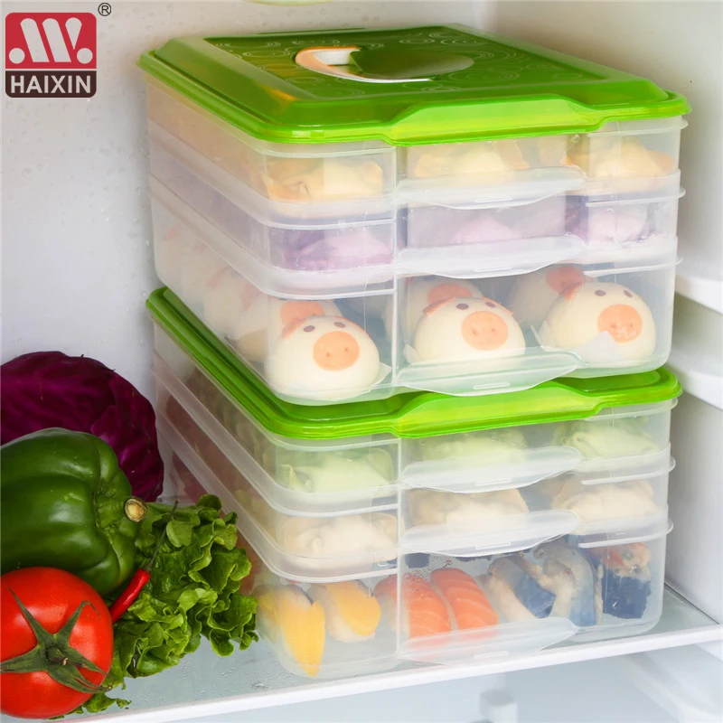 

Household Refrigerator Multi-Layer Dumplings Box Multi-Layer Tray Kitchen Food Storage Container Plastic Containers with Lids