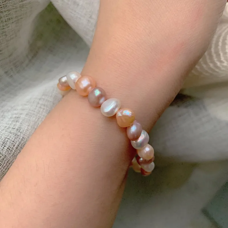 Real Natural Freshwater Baroque Pearl Bracelets Bangles for Women Sweet Girls Mixed Pearl Elegant Jewelry Bracelets Women Gifts