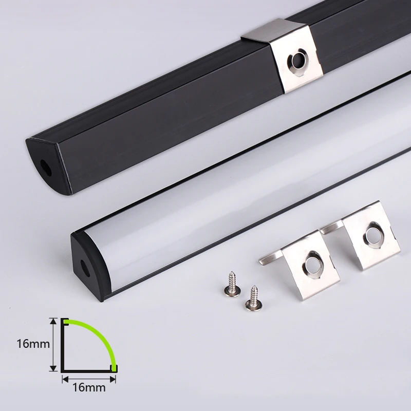 0.5m/pcs V-type LED Black Aluminum Profile With Milky Cover Channel Diffuser Wall Decor Corner Cabinet Bar Line Tube Strip Light