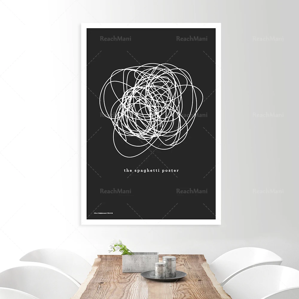 Affiche amusante، Helvetica، typographie، pâtes، drwele، citation، noir et blanc، Art Modern، جدارية فنية، Italie، Architecture، i #4