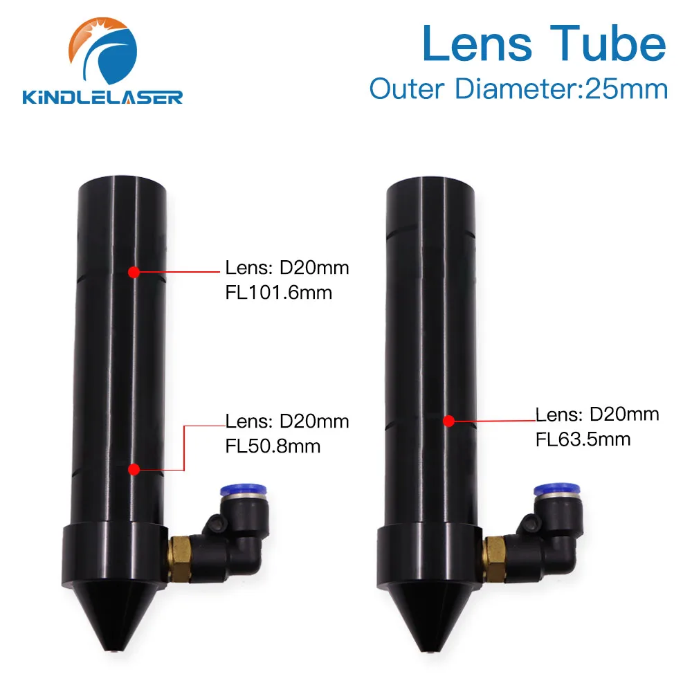 KINDLELASER Tubo per obiettivo CO2 OD.25mm per macchina per incisione taglio laser CO2 con obiettivo D20 F50.8/63.5/101.6mm
