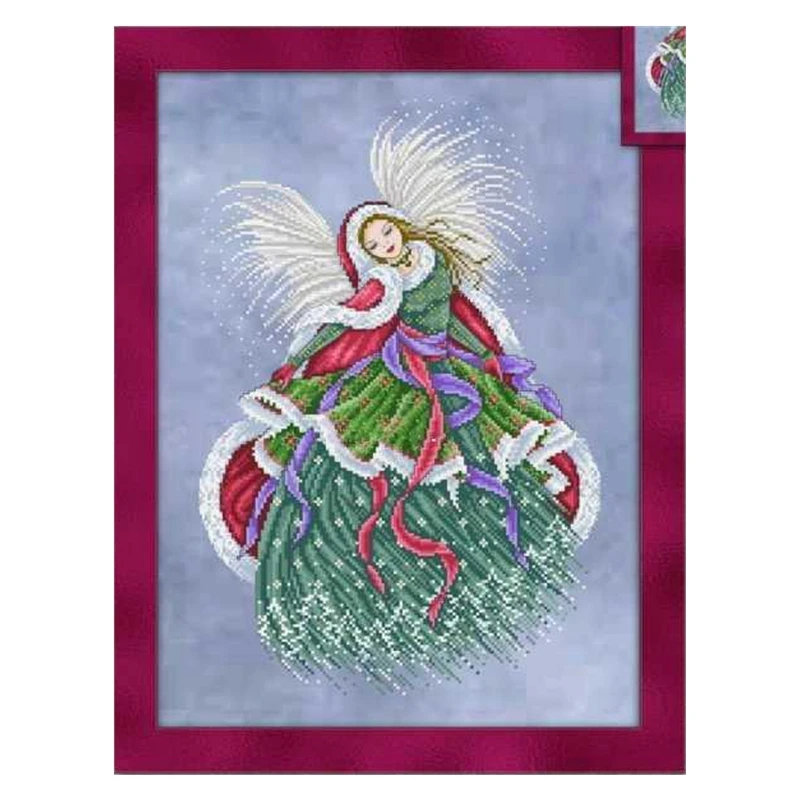 

Cross Stitch Kit Custom hand Dyed Cloth 11CT Calico Snow in Christmas Magic Angel DIY Embroidery Kit