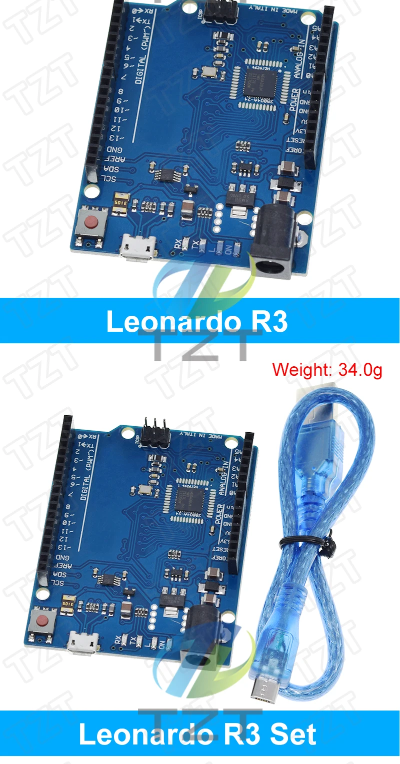 Atmega32u4 Leonardo R3 Mikrocontroller-Board mit USB-Kabel, kompatibel mit Arduino DIY Starter Kit – Detail 6