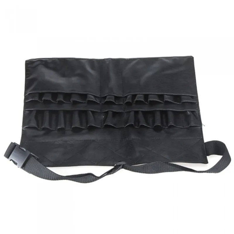 Black Two Arrays Makeup Brush Holder Professional PVC Apron Bag Artist Belt Strap Protable Make Up Bag Cosmetic Brush Bag