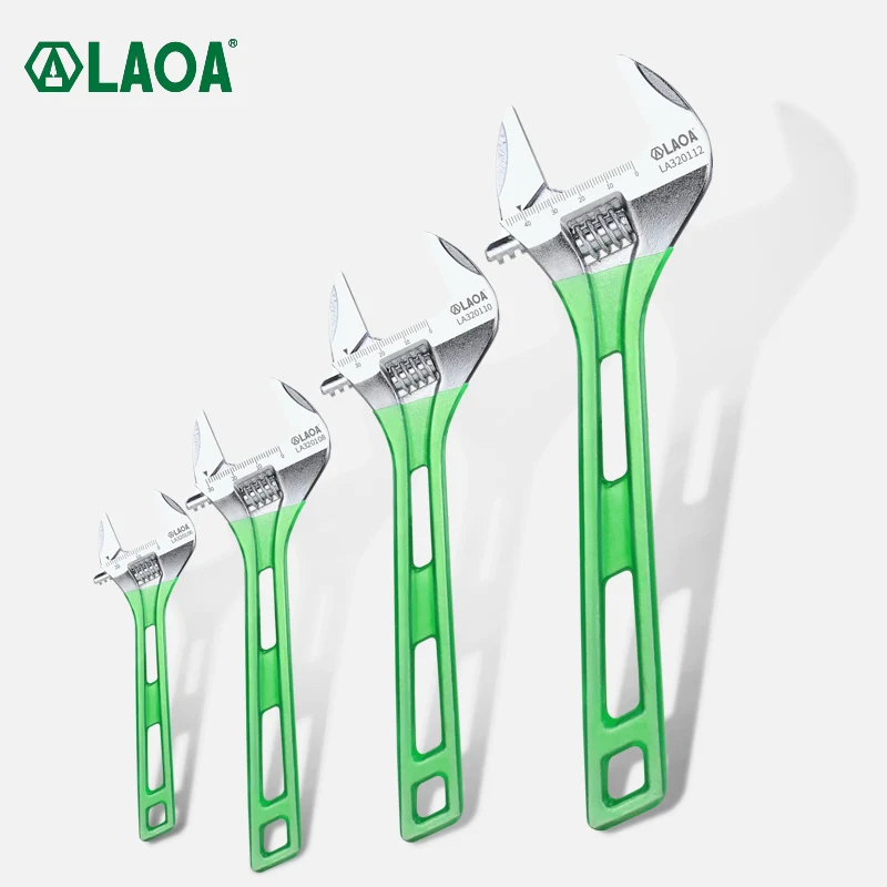 LAOA Adjustable Wrench Long Handle Lightweight Large Opening Adjustable Mouth Spanners Bathroom Multifunctional Wrench