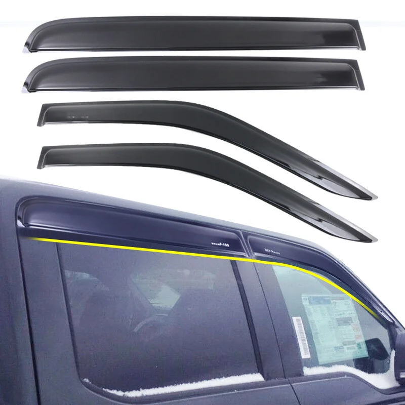 Auto Deur Vizier Side Window Deflector Schaduw Zon Regen Shield Cover Trips Dakranden Voor Ford Raptor F150 2015-2020