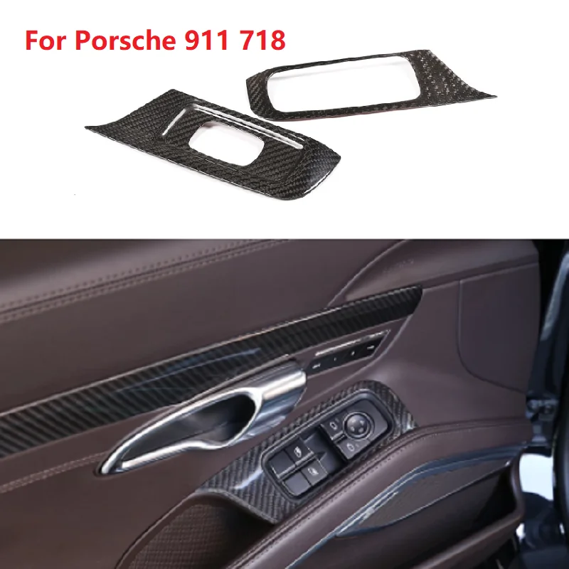 

Real Dry Carbon Fiber Car Interior Accessories Window Lift Button Frame Trim Fit For Porsche 911 718 2016-2019