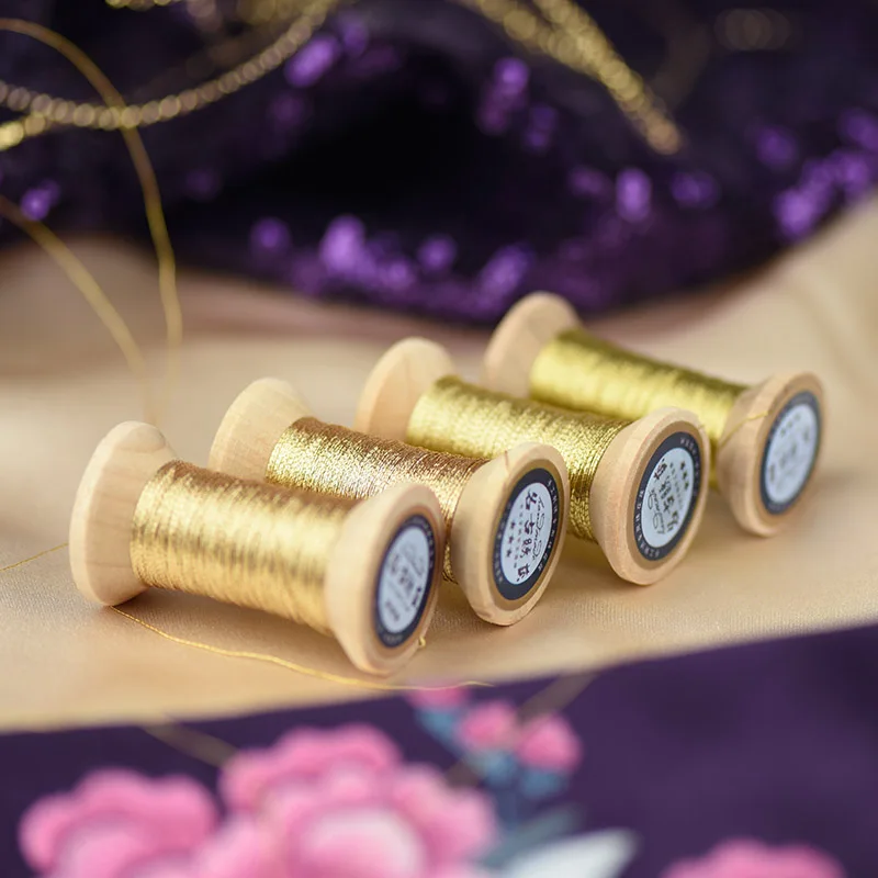 Amber gold series of Gold thread/French embroidery thread/embroidery spool/colorful gold embroidery thread /50 meters/roll