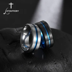Letdiffery Hot Sale Groove Rings Black Blue Punk Stainless Steel Midi Rings For Men Charm Women Jewelry Dropshipping Wholesale