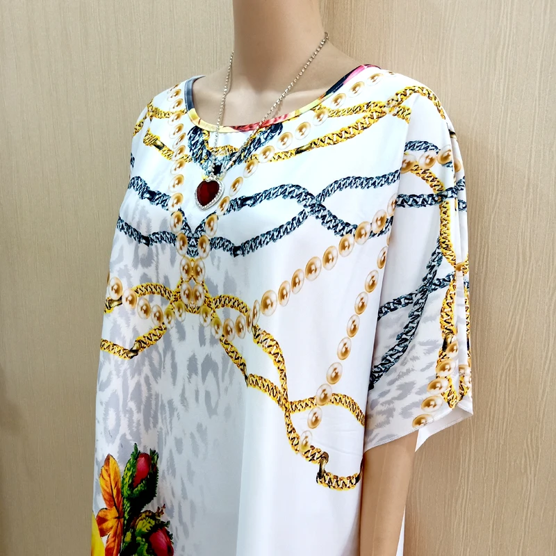 Vestido Dashiki africano con estampado de flores, manga corta, informal, novedad de 2019