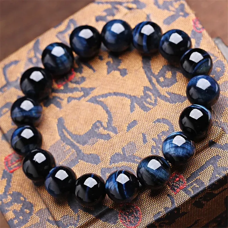 

Top Natural Blue Tiger's Eye Bracelet For Women Men Stretch Crystal Round Beads Stone Jewelry AAAAA 8mm 10mm 12mm 14mm 16mm 18mm