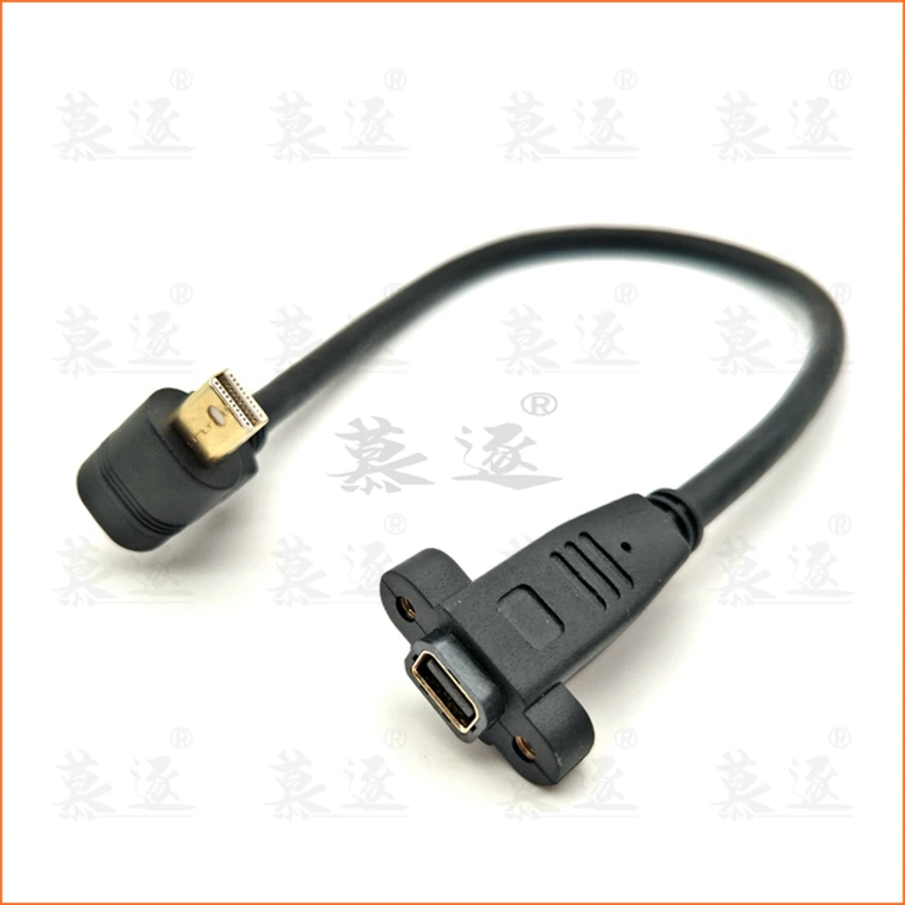 Thunderbolt 2 Mini DisplayPort Male To Female 90 Degree Up & Down & Left & Right Angled with Screw hole Panel Mount Mini DP