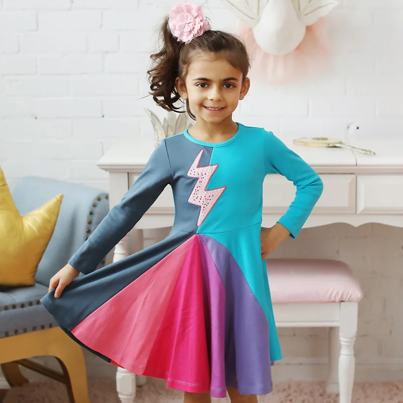 Baby Girls Dress Tollder KIds 100% Cotton Long Sleeve RainBow Unicorn Flower Dresses Autumn Winter Clothes Children Clothing