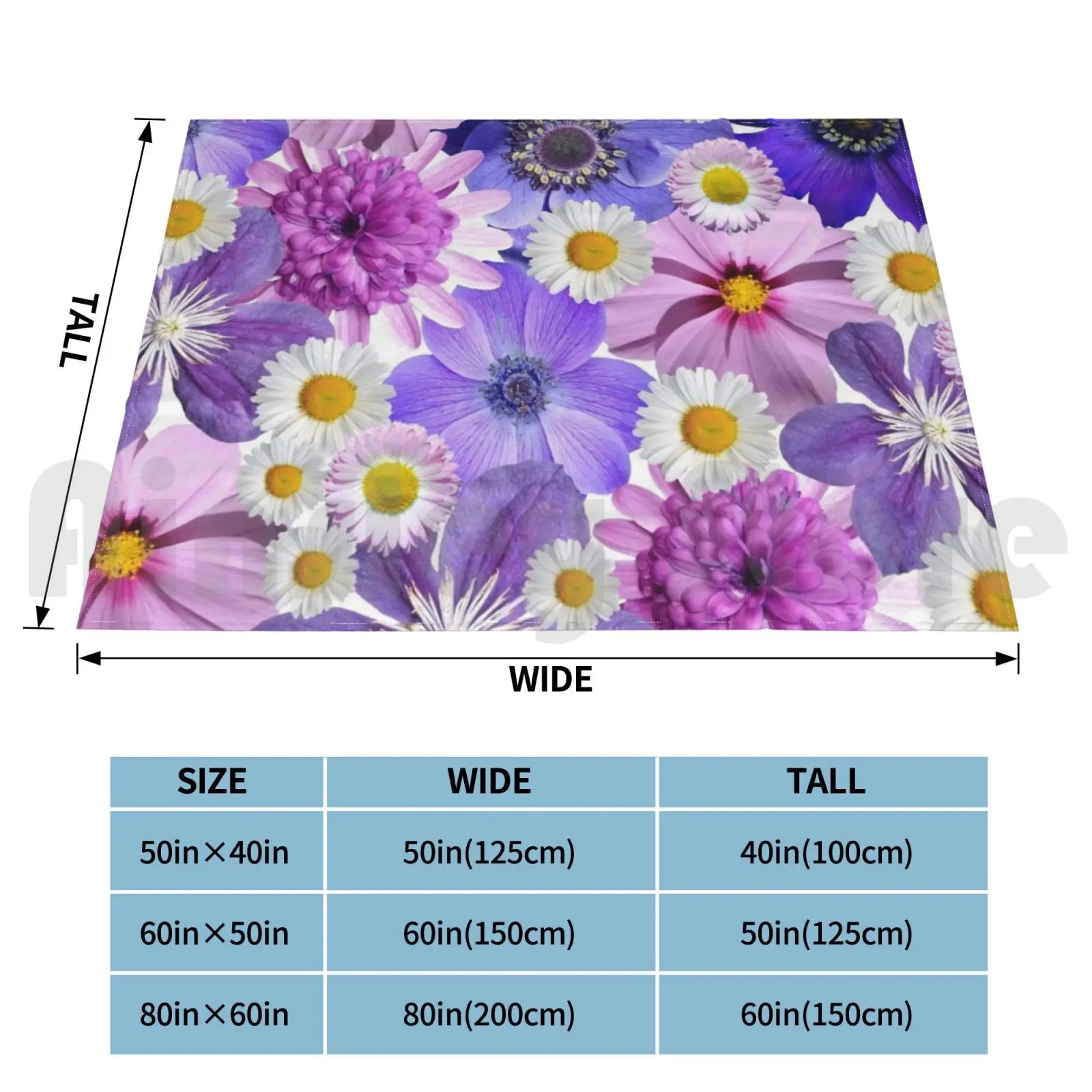 Blanket Friendly , Cheerful , Purple And White Burst Of Flowers 986 Fashion Cool Cute Trendy