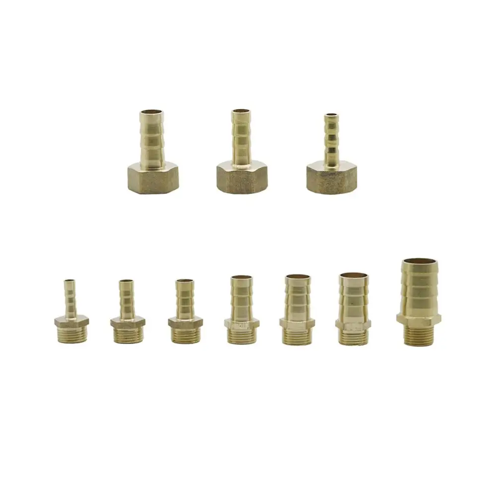 Conector de rosca macho hembra BSP, accesorio de latón de 6mm, 8mm, 10mm, 12mm, 14mm, 16mm, 19mm, 3/8"