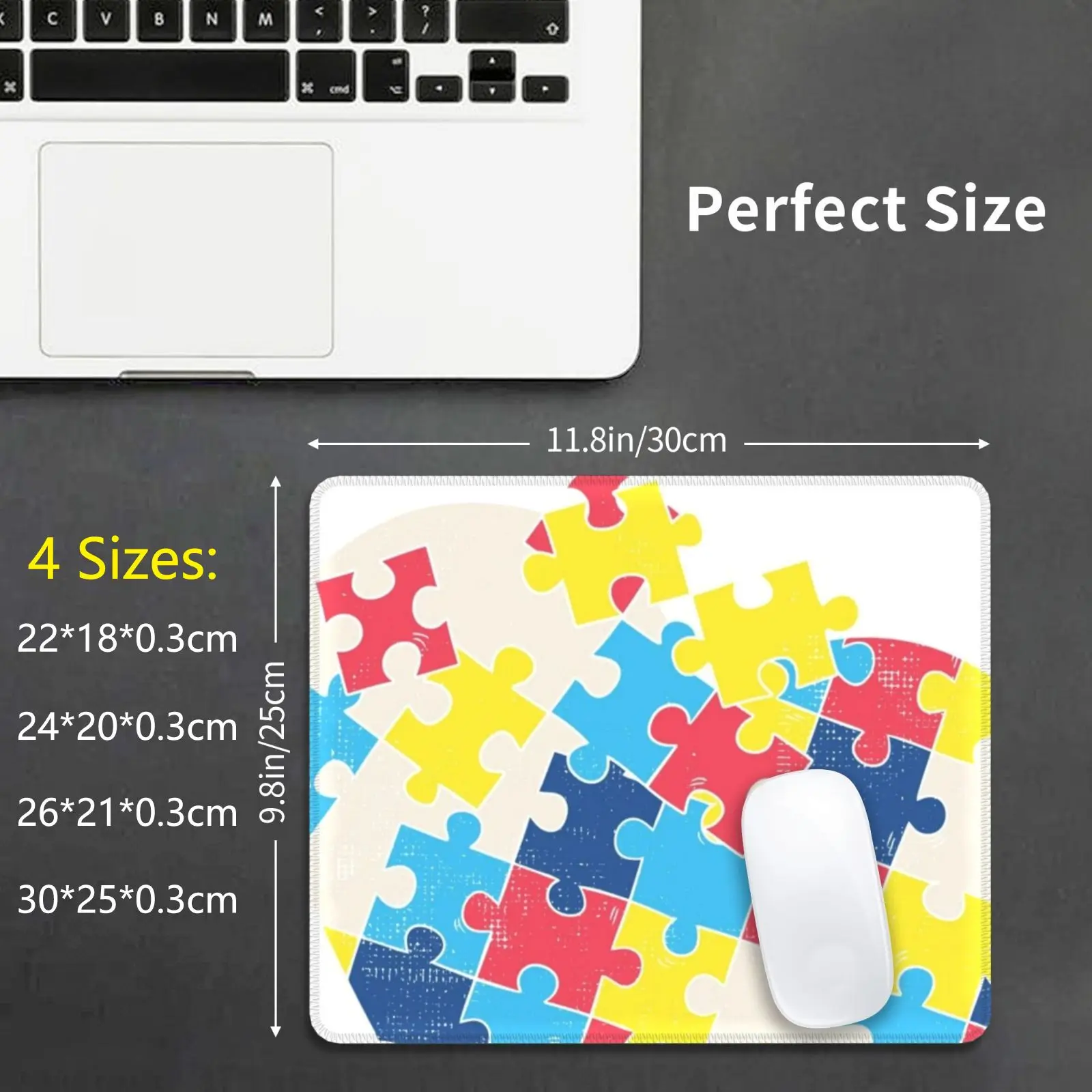 Love Autism Awareness Puzzle Pieces Gift Design Idea Product Mouse Pad DIY Print Cushion Gift Design Idea