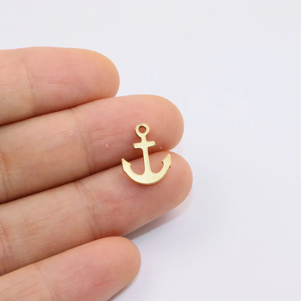 10pcs 14*10mm Wholesale Stainless Steel High Quality Anchor Charms Pendant DIY Necklace Earrings Bracelets Unfading 2 Colors