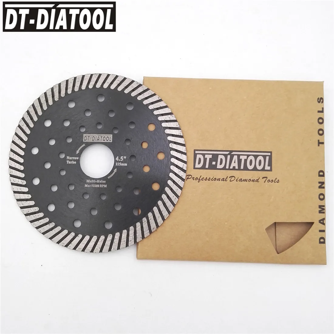 DT-DIATOOL 10pcs Dia 115mm/4.5 inch Diamond Hot Pressed Narrow Turbo Saw Blades For Granite Marble Cutting Disc With Multi Holes