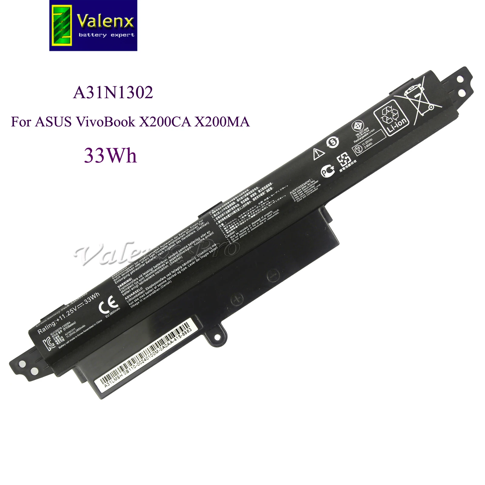 

2900mAh Laptop Battery For ASUS X200CA X200M X200MA X200CA X200LA 11.6" A31N1302 A31LM2H A31LM9H A3INI302 1566-6868