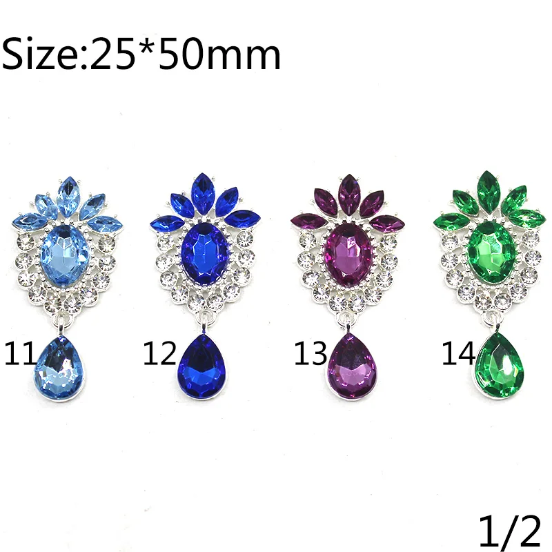 New Hot Deals 5PCS DIY Alloy Rhinestones Pendant Brooches Buttons For Party Festival Warm and Romantic 25*50MM Mix Color