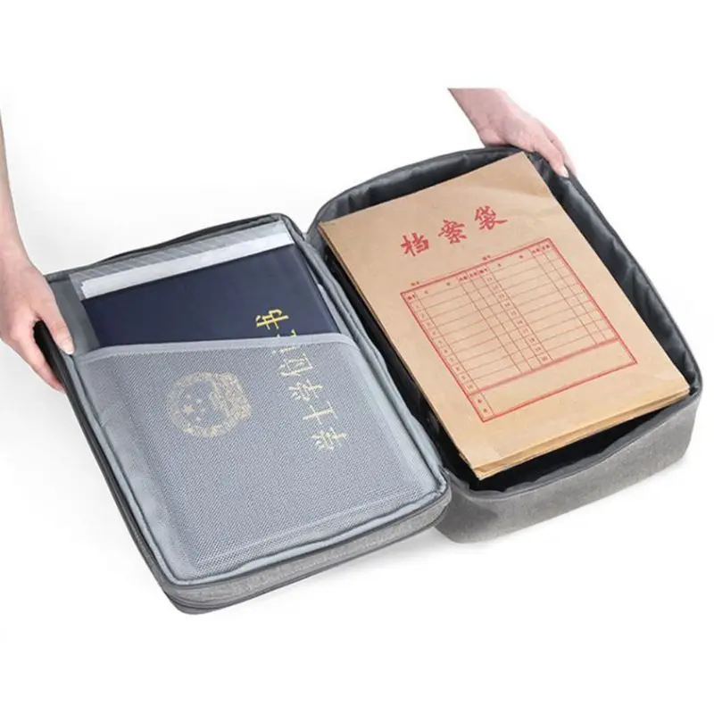 طبقة مزدوجة وثيقة حقيبة التذاكر سستة التخزين سعة كبيرة شهادات الملفات منظم السفر