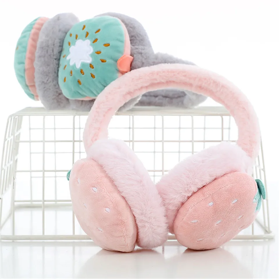 Cute Fruit Earmuffs For Womens Girls Winter Ear Warm Comfortable Skiing Soft Plush Headband Lovely Headphones Earmuffs Children