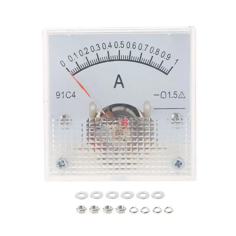 91C4 Ammeter DC Analog Current Meter Panel Mechanical Pointer Type 1/2/3/5/10/20/30/50/100/200/300/500mA A