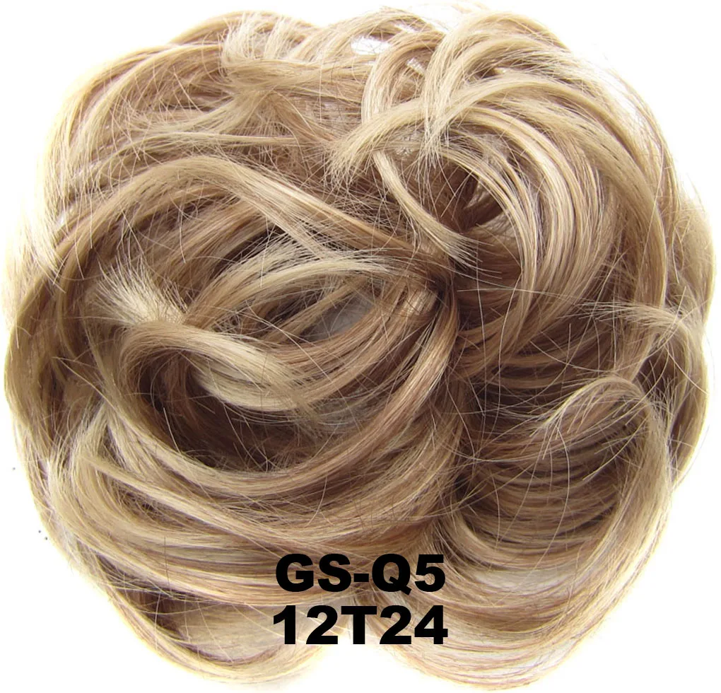 Similler Synthetic Hair Bun Chignon Ladies Ponytail Hair Extension Scrunchie Elastic Wave Curly Hairpieces Scrunchie Wrap