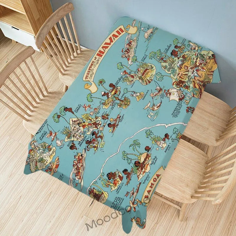 Old Retro Map Poster American States Maps Kitchen Dinning Table Decoration Cover Literature Art Decoration Linen Desk Tablecloth