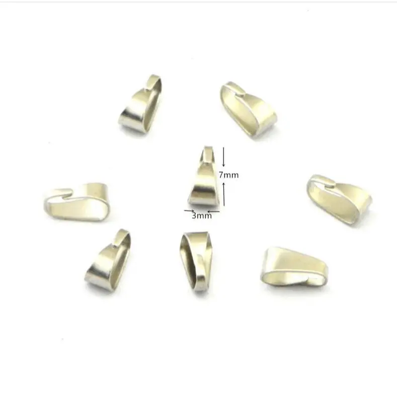 100pcs No Fade Stainless Steel Pendant Bails Charm Clasp Pinch Clips Buckle Hook Bail Connectors for DIY Jewelry Making Findings