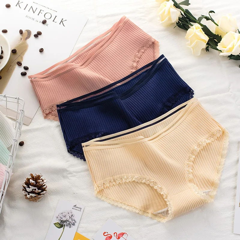 Women Soft Briefs Sexy Lingerie High Quality Women\'s Panties Underwear Cotton sexy Mid waist Solid Color Breathable Briefs 2019