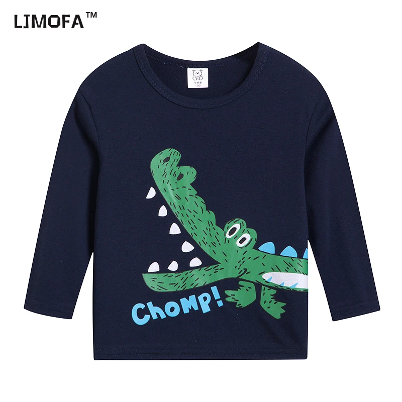 

LJMOFA 2-6 Kids Tees Fashion Dinosaur Cartoon Printing Cotton Comfortable Long Sleeve T Shirt For Children D135