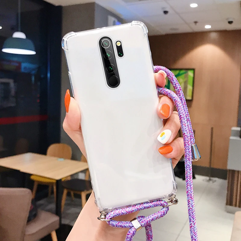 

Luxury Cute Lanyard Silicone Phone Case For Xiaomi Redmi Note 15 14 13 12 11 10 9 8 S Mi A1 A2 Ultra-thin Necklace Rope Cover