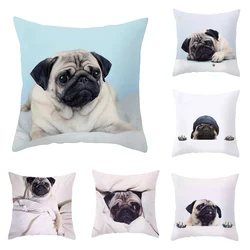 Cute Cartoon Dog Printing Cushion Cover Creative Pug Dog Decorative Pillowcase Home Sofa Car Bulldog Pillow Case Cushion Cover