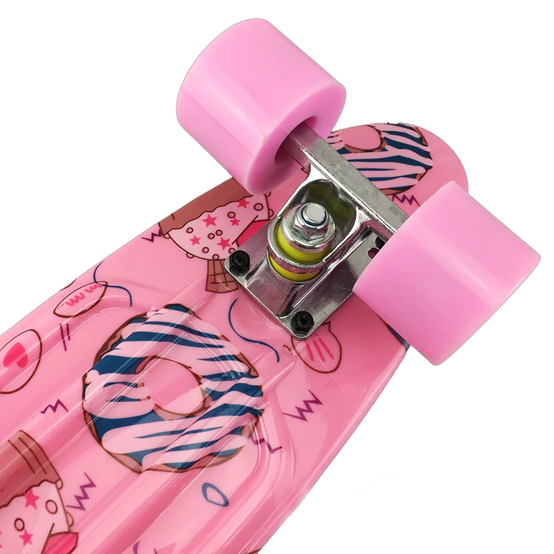 Pink Mini Penny Board Children Longboard Fish Board Cartoon Graphic Complete Skateboard Ready To Use Portable Scooter Toy 22\