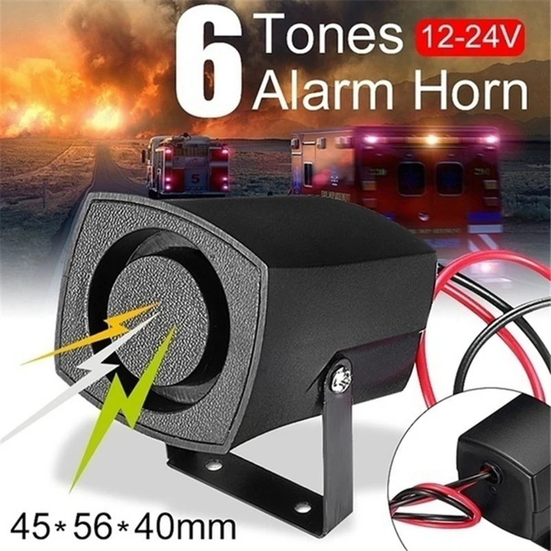 12-24V 6Tones Car Police Fire Alarm Horn Ring Alarm System Siren Speaker Warning Loud Sound Alarm Speaker