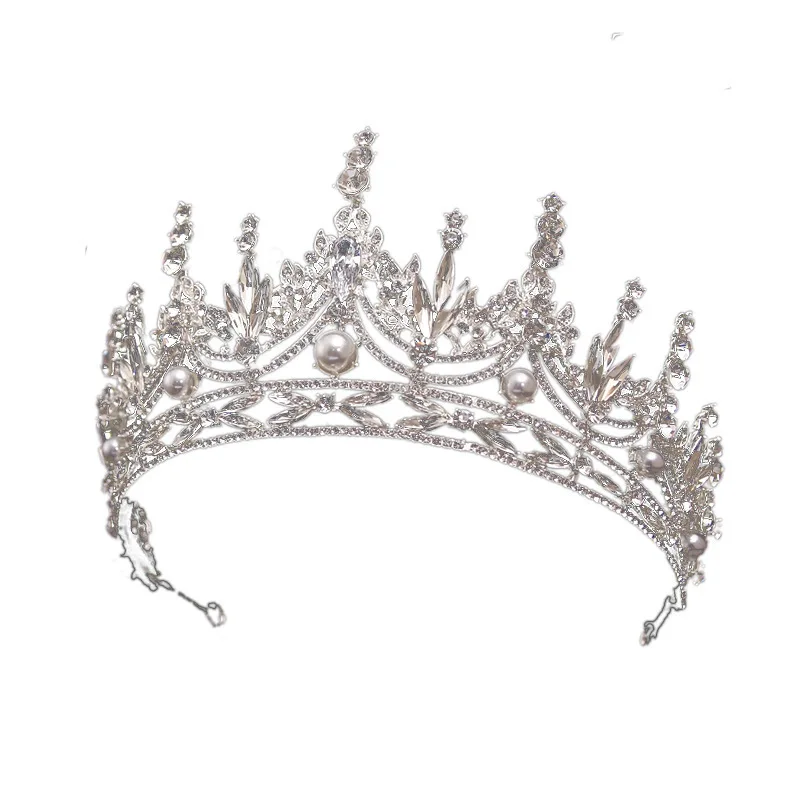 Bride Alloy Rhinestone Crown Headdress New Baroque Crown Wedding Dress Accessories Jewelry Birthday Hair Accessories